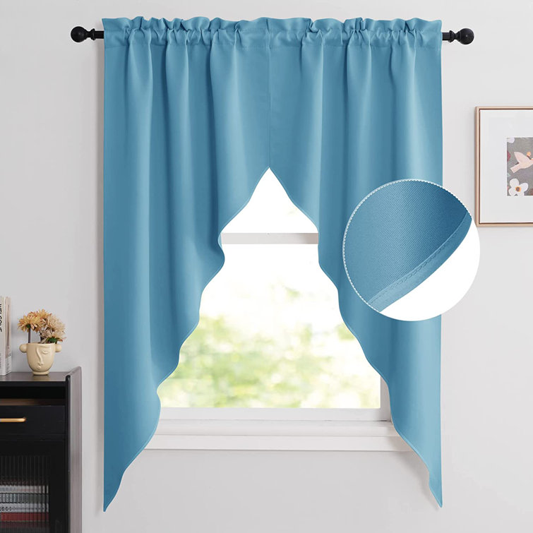 Latitude Run® Swag 36'' Window Valance in Teal Blue Wayfair Canada